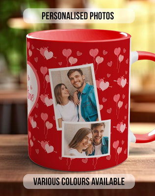 Personalised Be My Valentine Photo Mug Valentines Coloured Mug - Custom Photos - Sipfull of Design