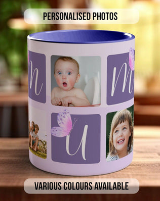 Mum Mothers Day Personalised Photo Purple Design Mug - Sipfull of Design