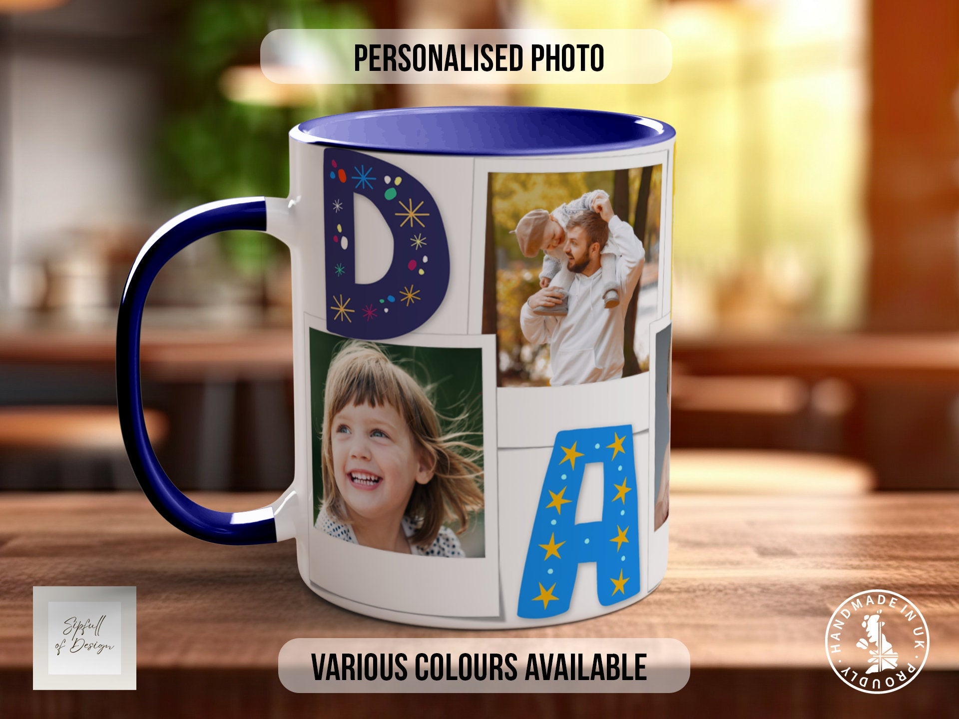 Daddy Personalised Photo Mug - Coloured with Your Photos Father Day