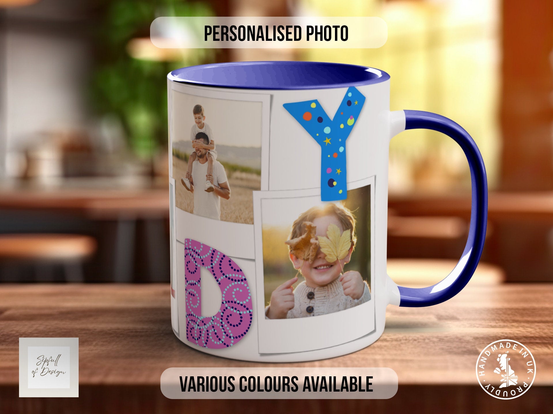 Daddy Personalised Photo Mug - Coloured with Your Photos Father Day