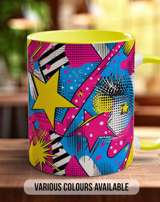Abstract Comic Pop Pattern Full Wrap Coloured Art Mug - Design 1 - Sipfull of Design