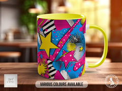 Abstract Comic Pop Pattern Full Wrap Coloured Art Mug - Design 1