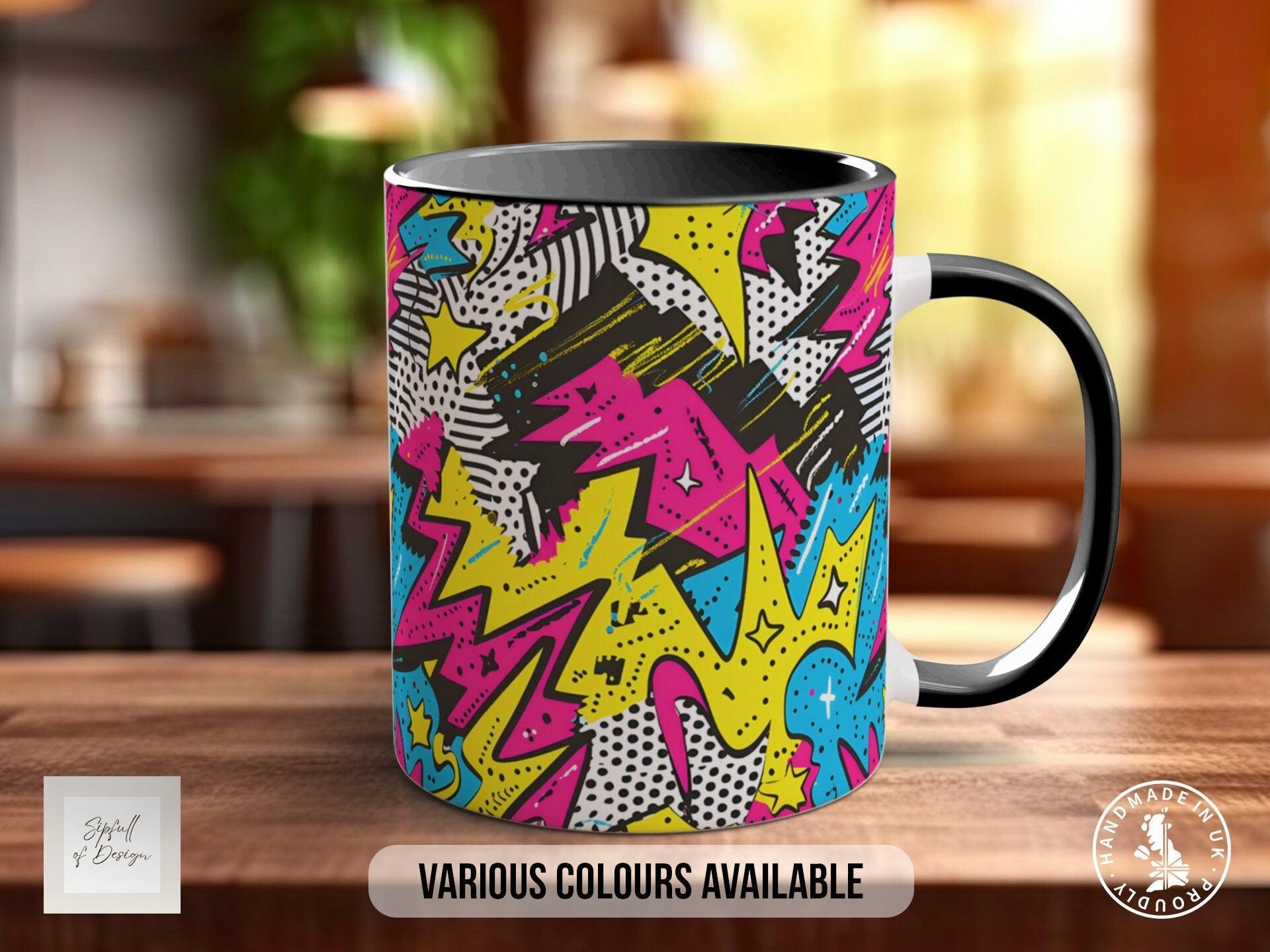 Abstract Comic Pop Pattern Full Wrap Coloured Art Mug - Design 5 - Sipfull of Design