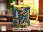 Cityscape Wildflower Pattern Full Wrap Coloured Art Mug - Design 3