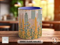 Cityscape Wildflower Pattern Full Wrap Coloured Art Mug - Design 12 - Sipfull of Design