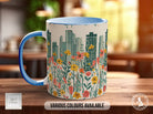 Cityscape Wildflower Pattern Full Wrap Coloured Art Mug - Design 15