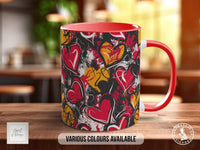 Graffiti Hearts Pattern Full Wrap Coloured Art Mug - Design 2 - Sipfull of Design