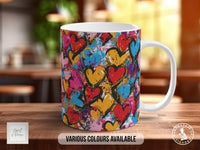 Graffiti Hearts Pattern Full Wrap Coloured Art Mug - Design 3 - Sipfull of Design