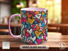 Graffiti Hearts Pattern Full Wrap Coloured Art Mug - Design 5 - Sipfull of Design