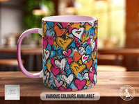 Graffiti Hearts Pattern Full Wrap Coloured Art Mug - Design 5 - Sipfull of Design
