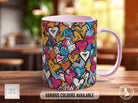 Graffiti Hearts Pattern Full Wrap Coloured Art Mug - Design 5 - Sipfull of Design