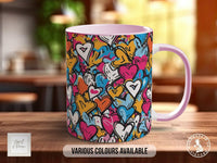 Graffiti Hearts Pattern Full Wrap Coloured Art Mug - Design 5 - Sipfull of Design