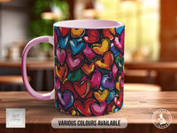 Graffiti Hearts Pattern Full Wrap Coloured Art Mug - Design 8 - Sipfull of Design
