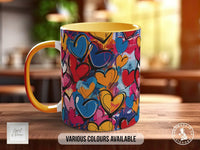 Graffiti Hearts Pattern Full Wrap Coloured Art Mug - Design 12 - Sipfull of Design