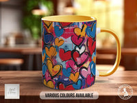 Graffiti Hearts Pattern Full Wrap Coloured Art Mug - Design 12 - Sipfull of Design