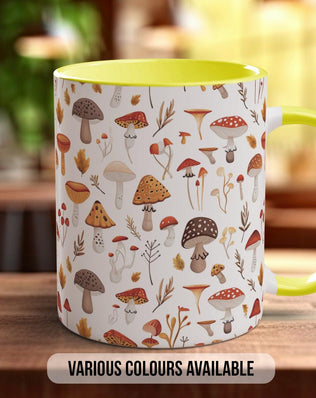 Mushroom Garden Pattern Full Wrap Coloured Art Mug - Design 2 - Sipfull of Design