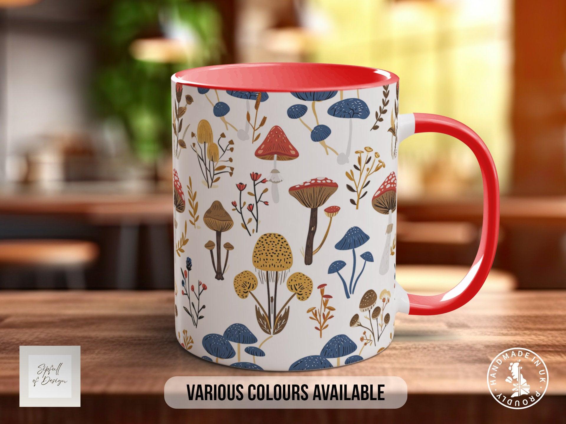 Mushroom Garden Pattern Full Wrap Coloured Art Mug - Design 4 - Sipfull of Design