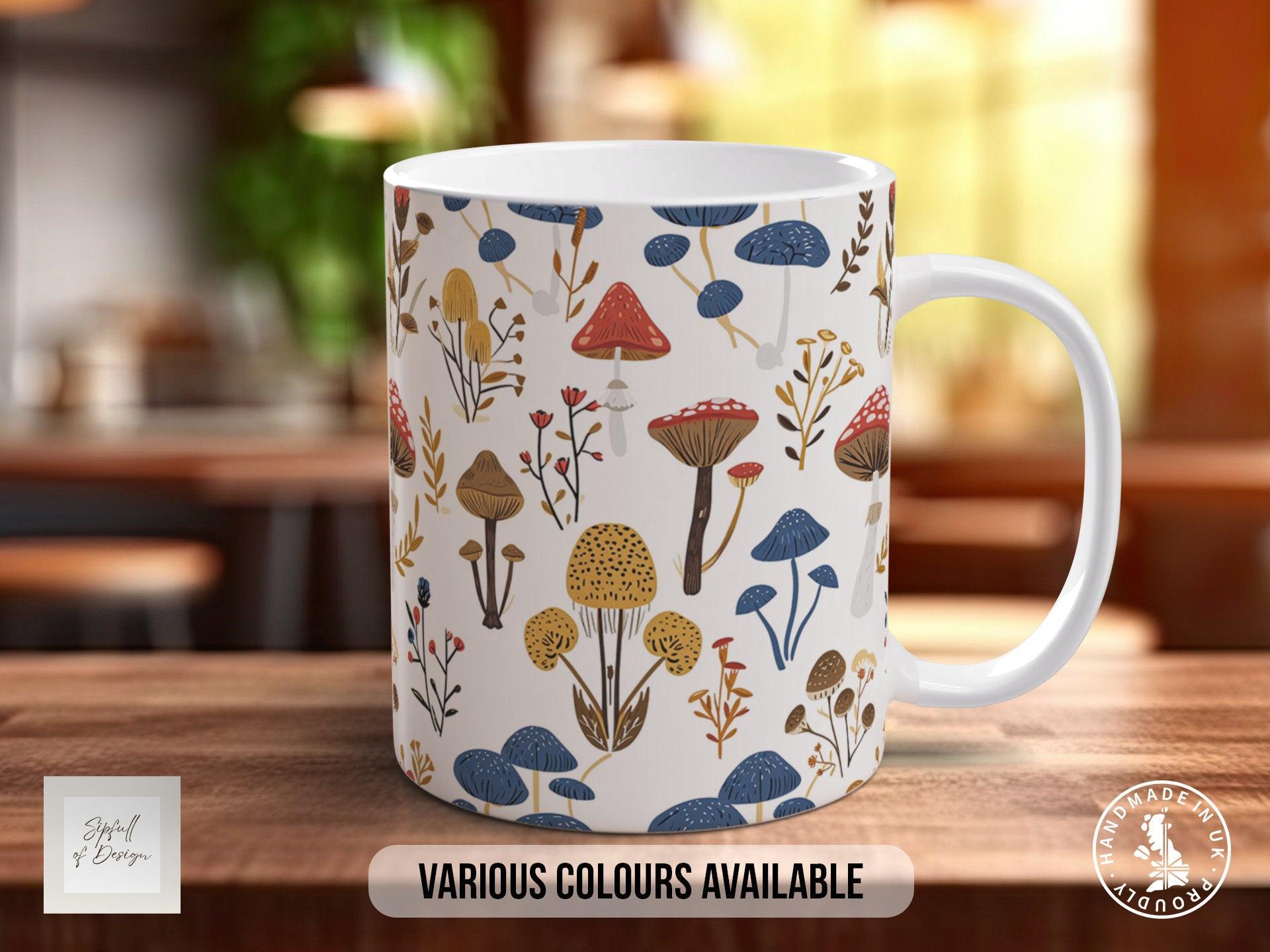 Mushroom Garden Pattern Full Wrap Coloured Art Mug - Design 4 - Sipfull of Design
