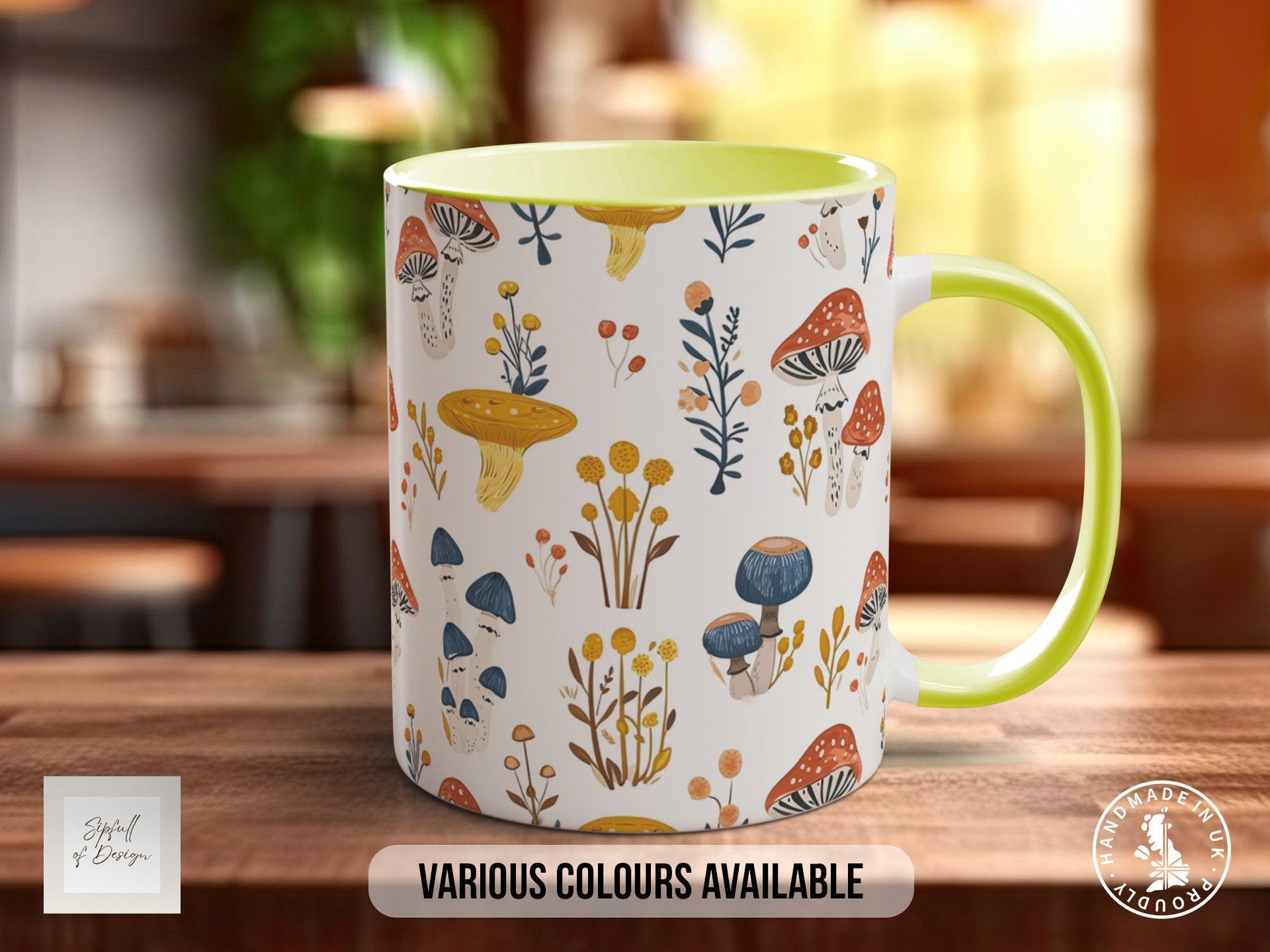 Mushroom Garden Pattern Full Wrap Coloured Art Mug - Design 5 - Sipfull of Design