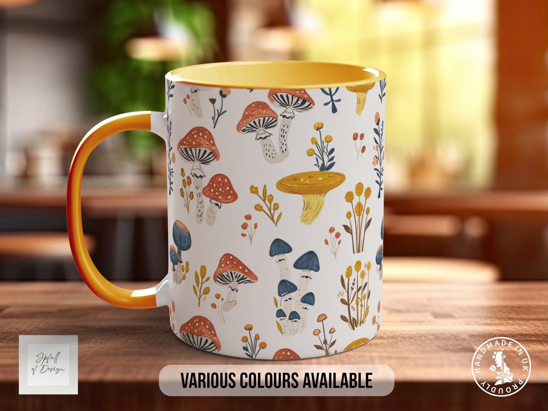 Mushroom Garden Pattern Full Wrap Coloured Art Mug - Design 5 - Sipfull of Design