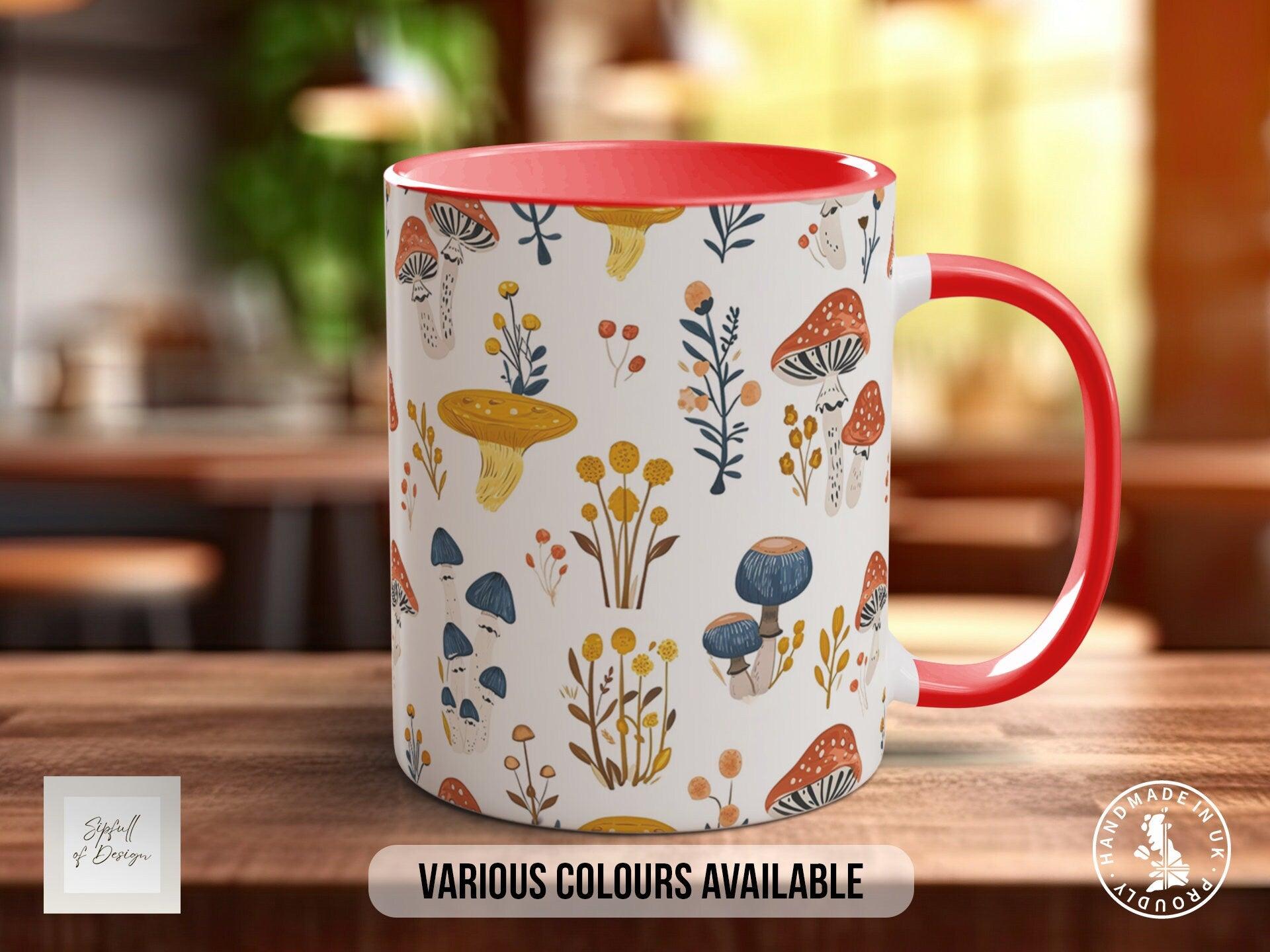 Mushroom Garden Pattern Full Wrap Coloured Art Mug - Design 5 - Sipfull of Design
