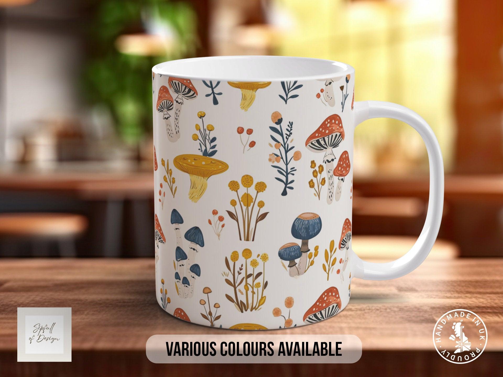 Mushroom Garden Pattern Full Wrap Coloured Art Mug - Design 5 - Sipfull of Design
