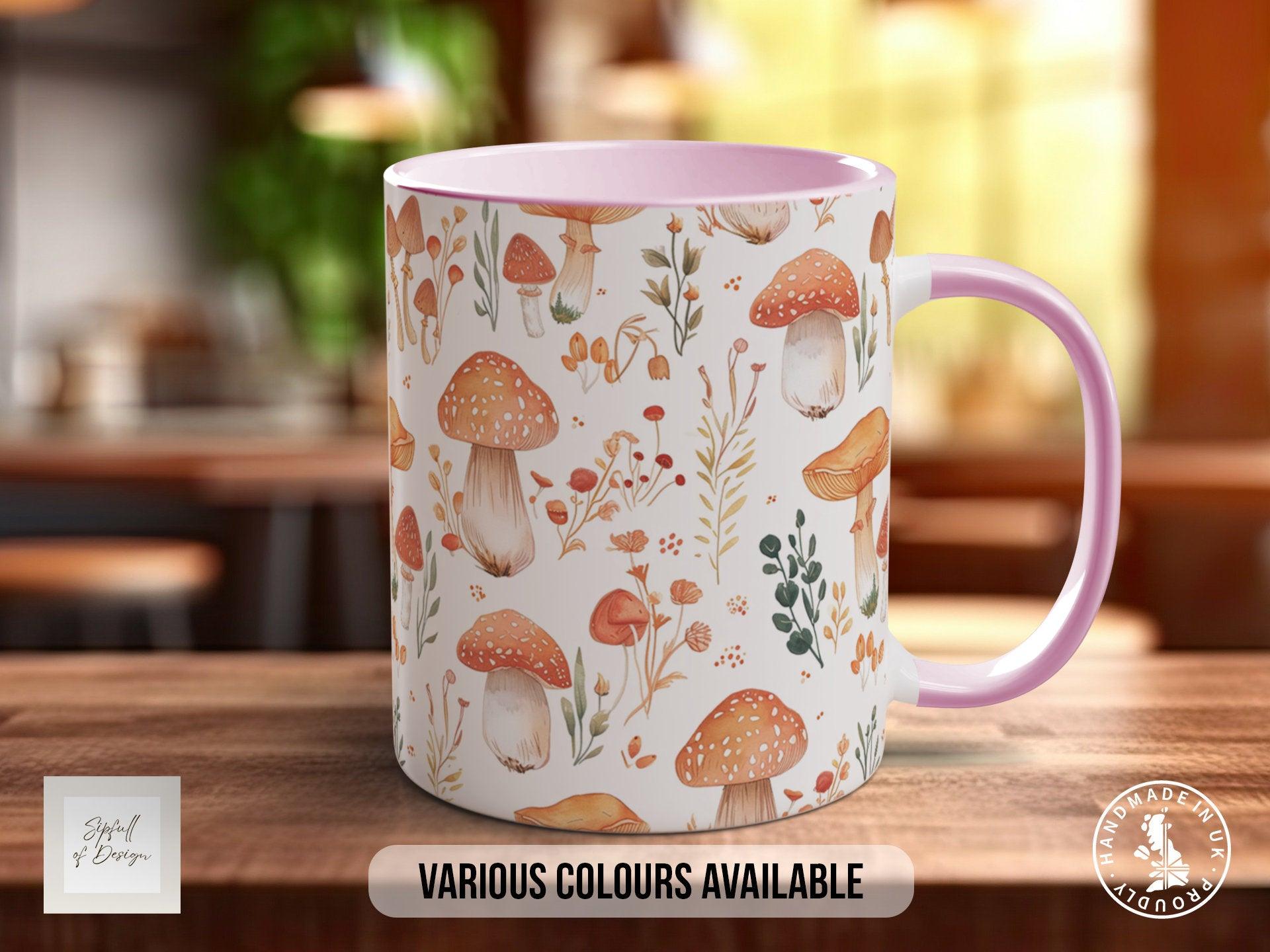 Mushroom Garden Pattern Full Wrap Coloured Art Mug - Design 6 - Sipfull of Design