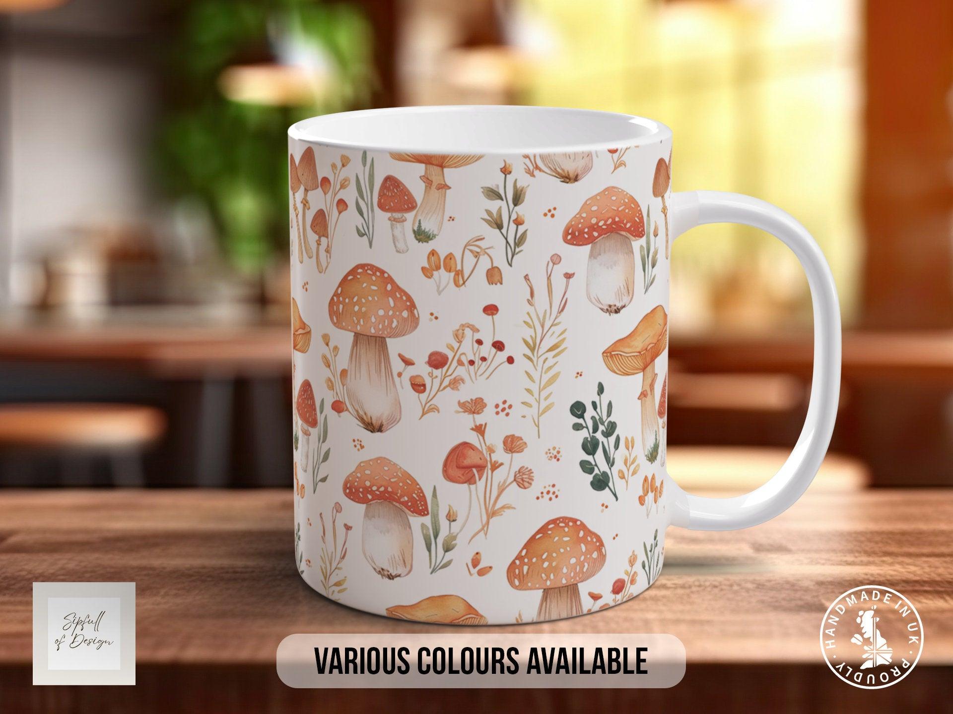 Mushroom Garden Pattern Full Wrap Coloured Art Mug - Design 6 - Sipfull of Design