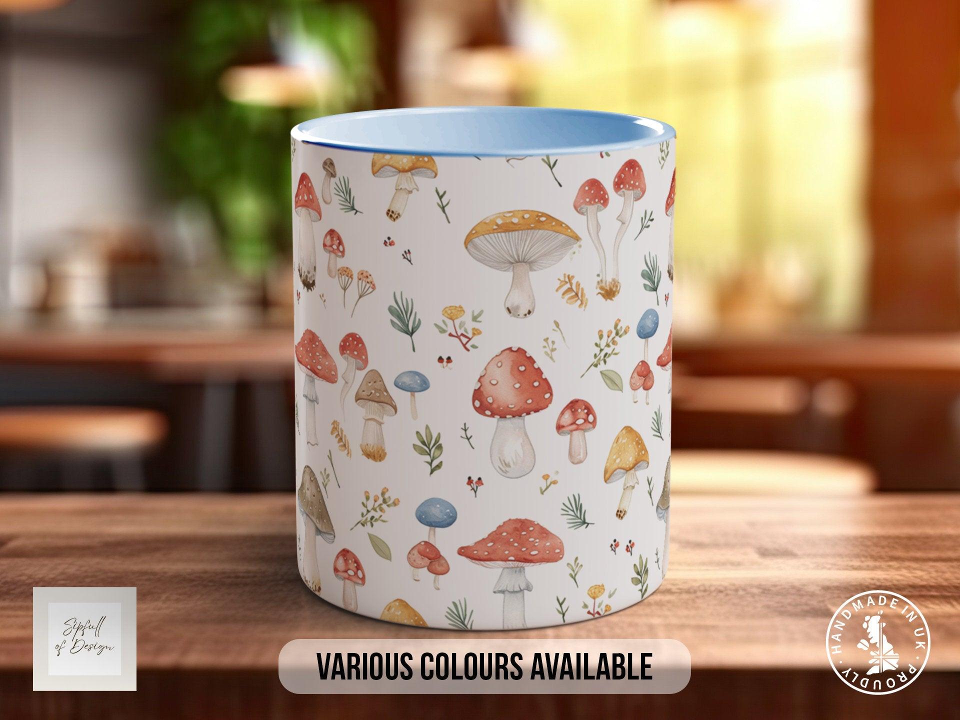 Mushroom Garden Pattern Full Wrap Coloured Art Mug - Design 7 - Sipfull of Design
