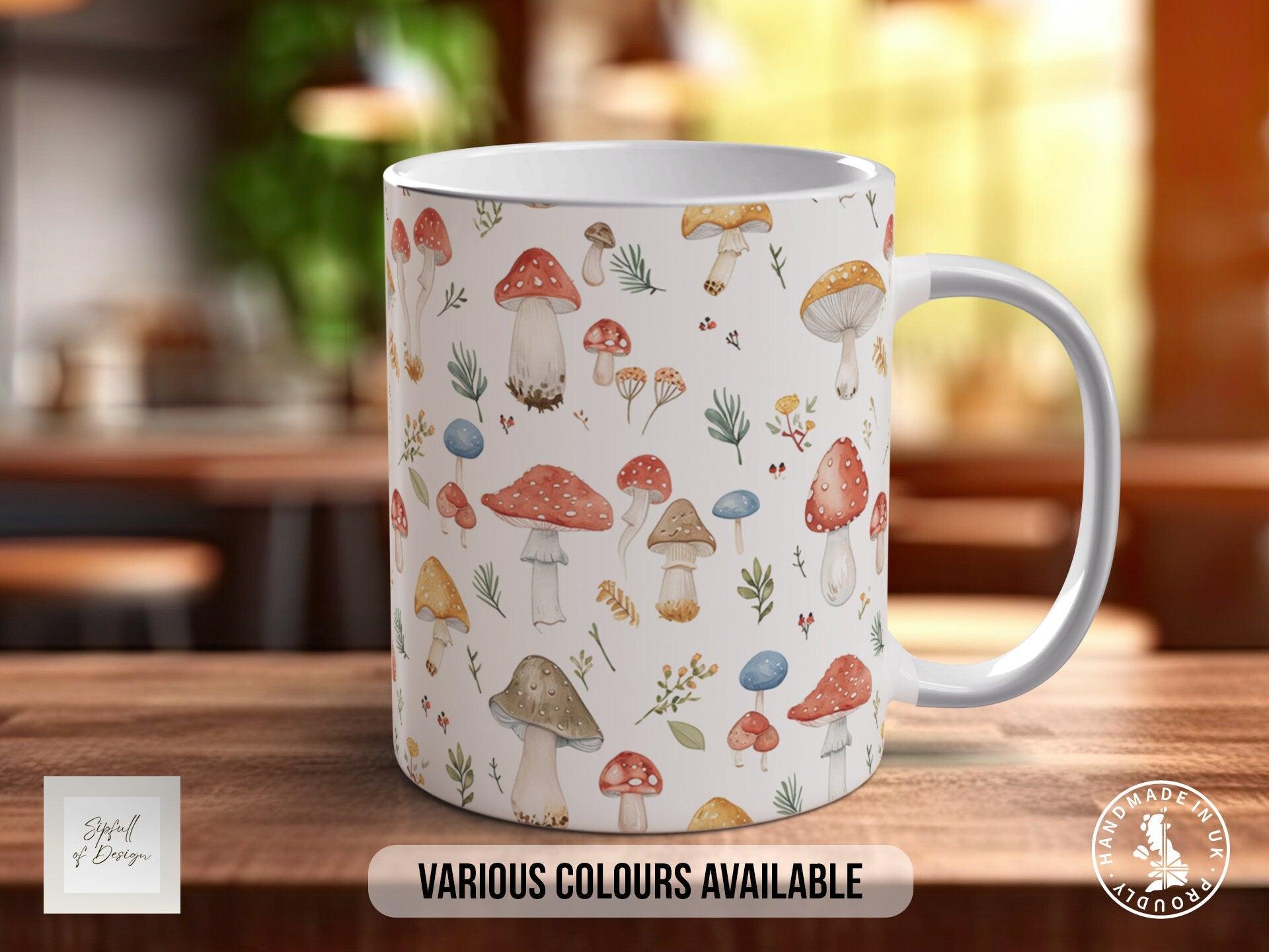 Mushroom Garden Pattern Full Wrap Coloured Art Mug - Design 7 - Sipfull of Design