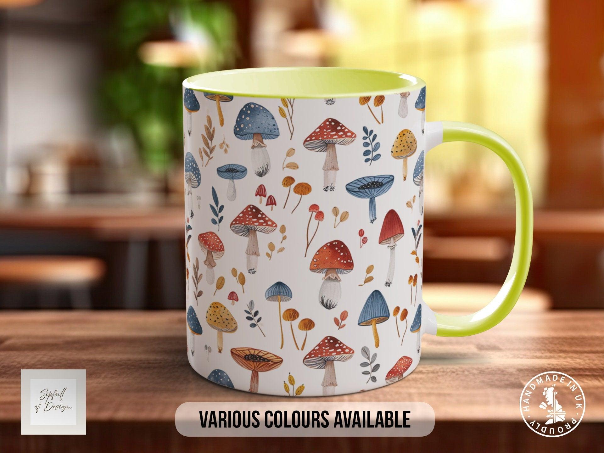 Mushroom Garden Pattern Full Wrap Coloured Art Mug - Design 8 - Sipfull of Design