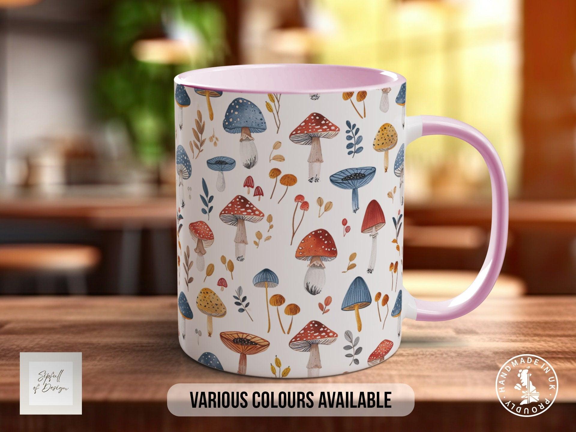 Mushroom Garden Pattern Full Wrap Coloured Art Mug - Design 8 - Sipfull of Design