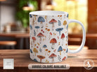 Mushroom Garden Pattern Full Wrap Coloured Art Mug - Design 8 - Sipfull of Design
