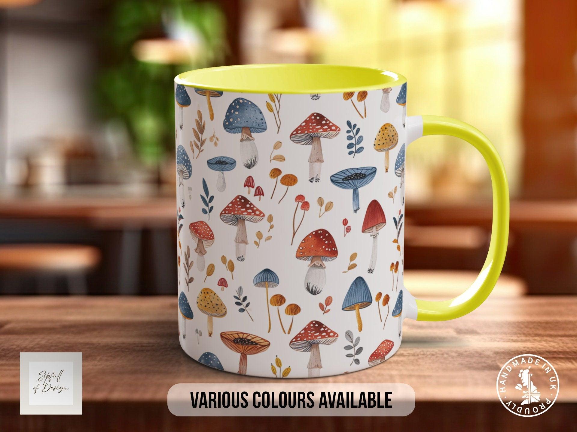 Mushroom Garden Pattern Full Wrap Coloured Art Mug - Design 8 - Sipfull of Design