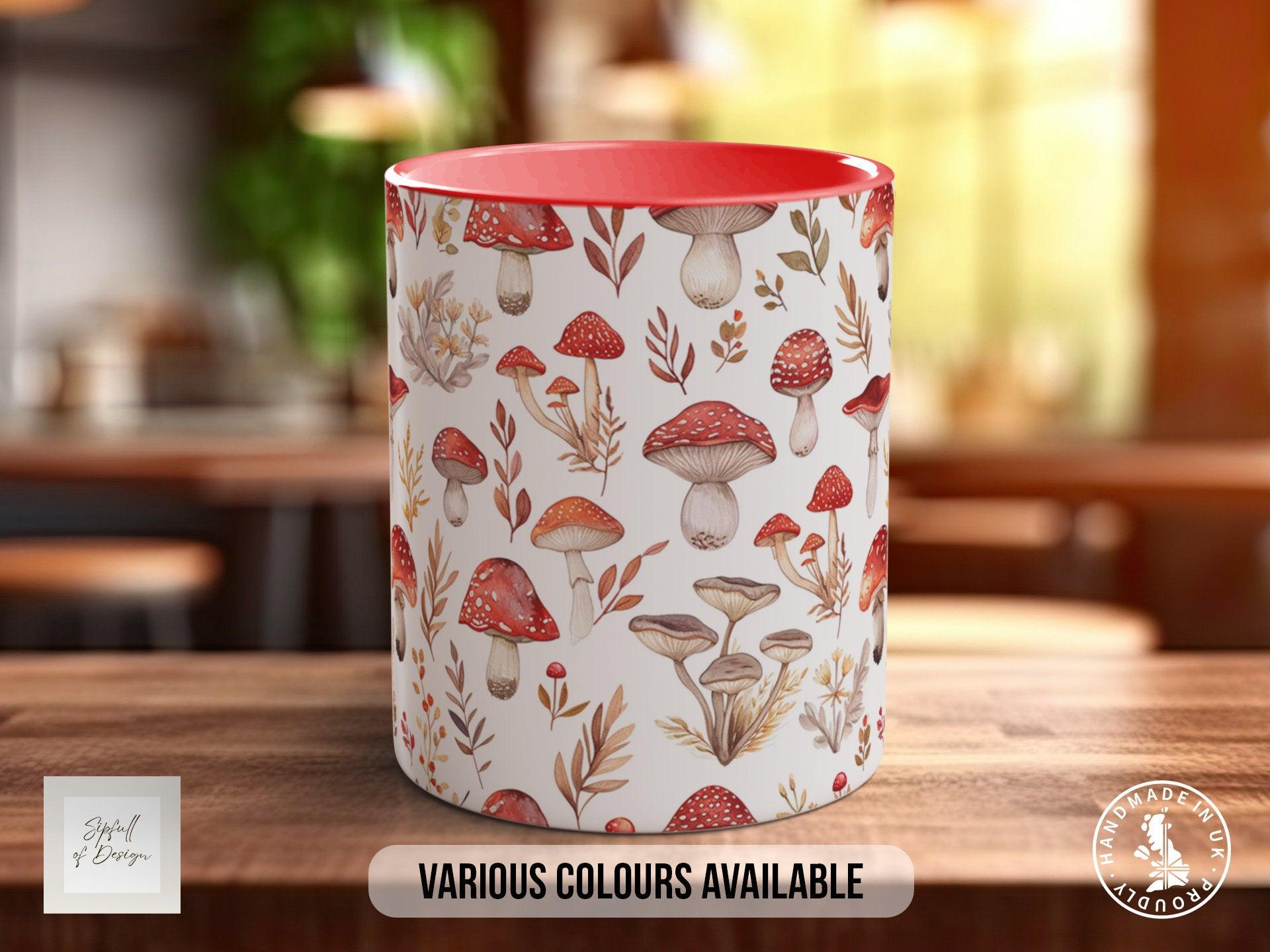 Mushroom Garden Pattern Full Wrap Coloured Art Mug - Design 10 - Sipfull of Design