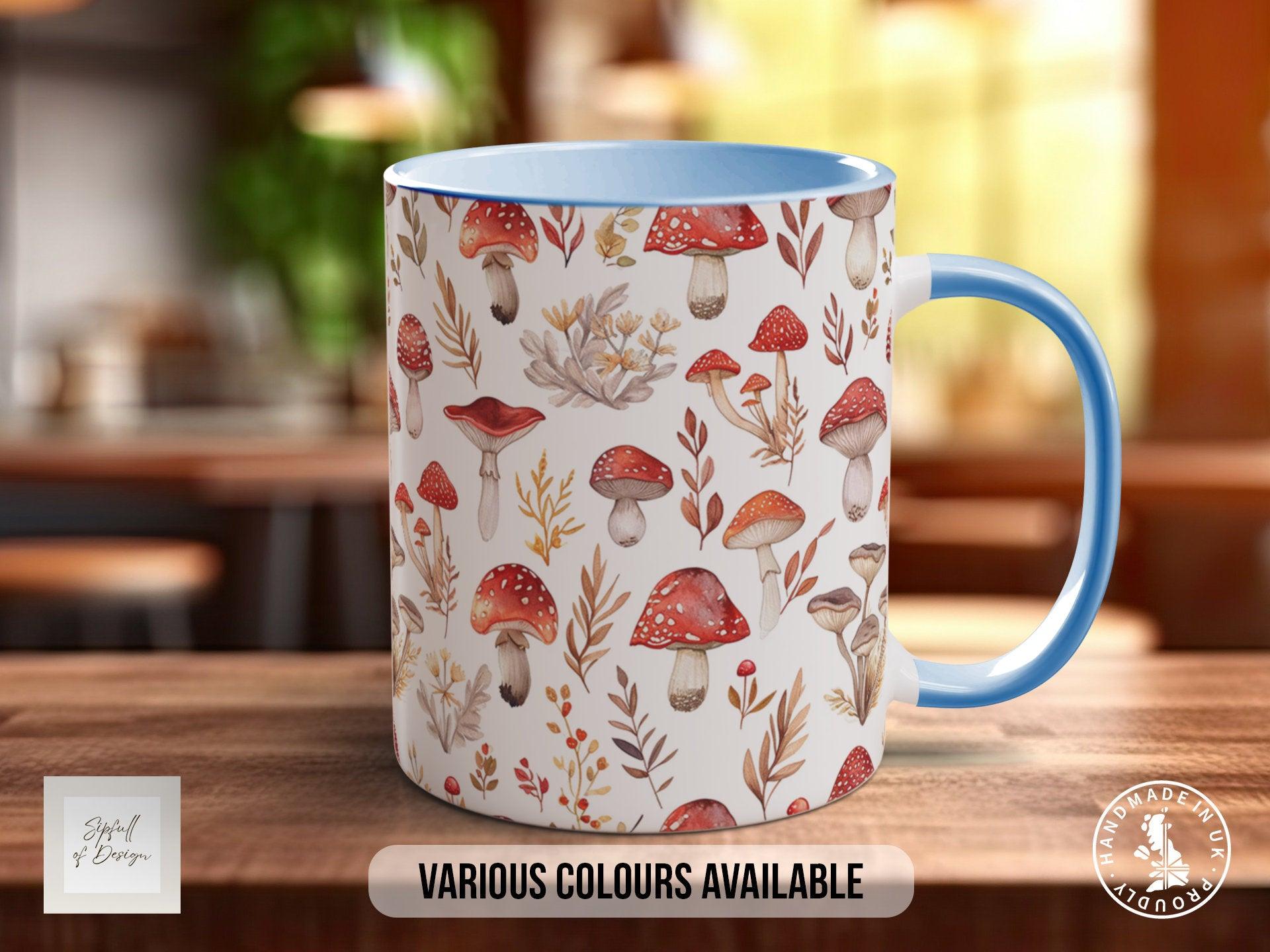 Mushroom Garden Pattern Full Wrap Coloured Art Mug - Design 10 - Sipfull of Design