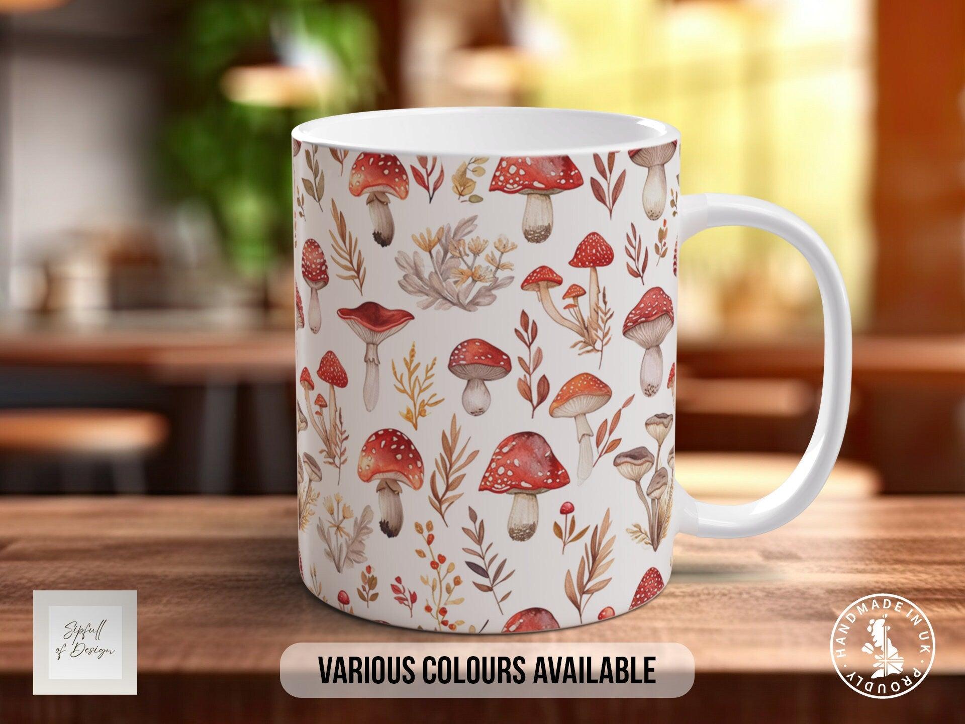 Mushroom Garden Pattern Full Wrap Coloured Art Mug - Design 10 - Sipfull of Design