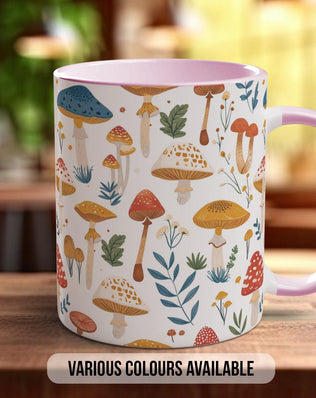 Mushroom Garden Pattern Full Wrap Coloured Art Mug - Design 11 - Sipfull of Design