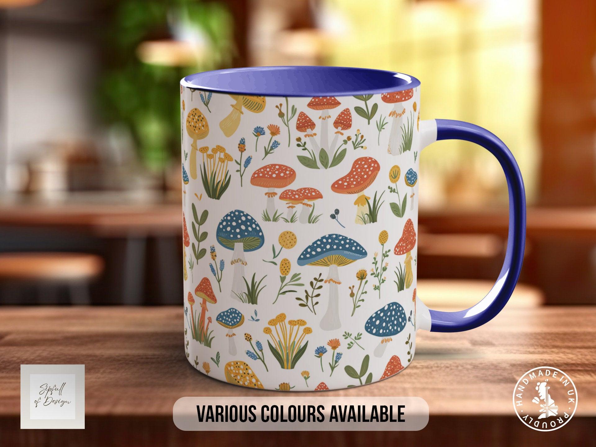 Mushroom Garden Pattern Full Wrap Coloured Art Mug - Design 12 - Sipfull of Design