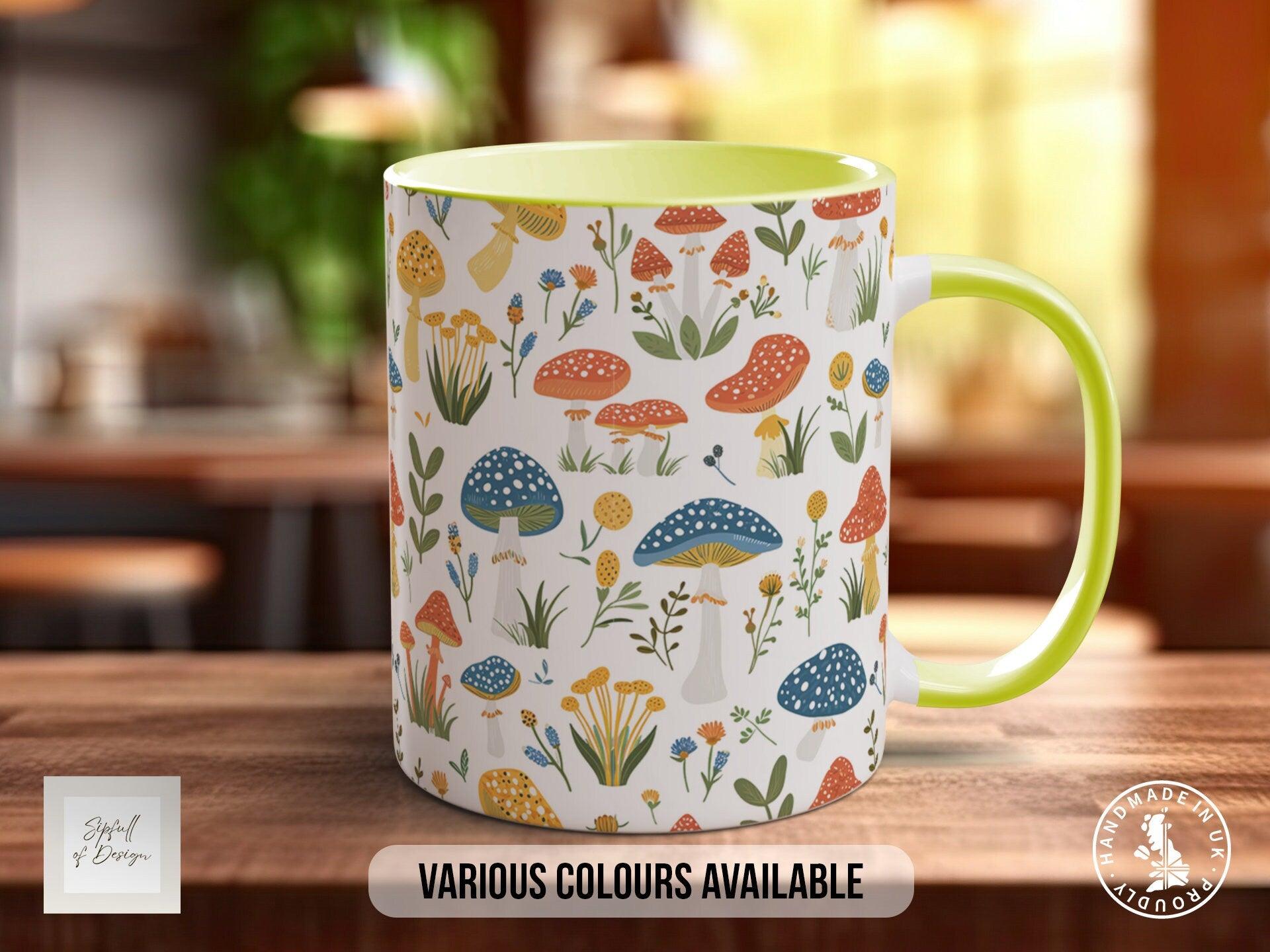 Mushroom Garden Pattern Full Wrap Coloured Art Mug - Design 12 - Sipfull of Design