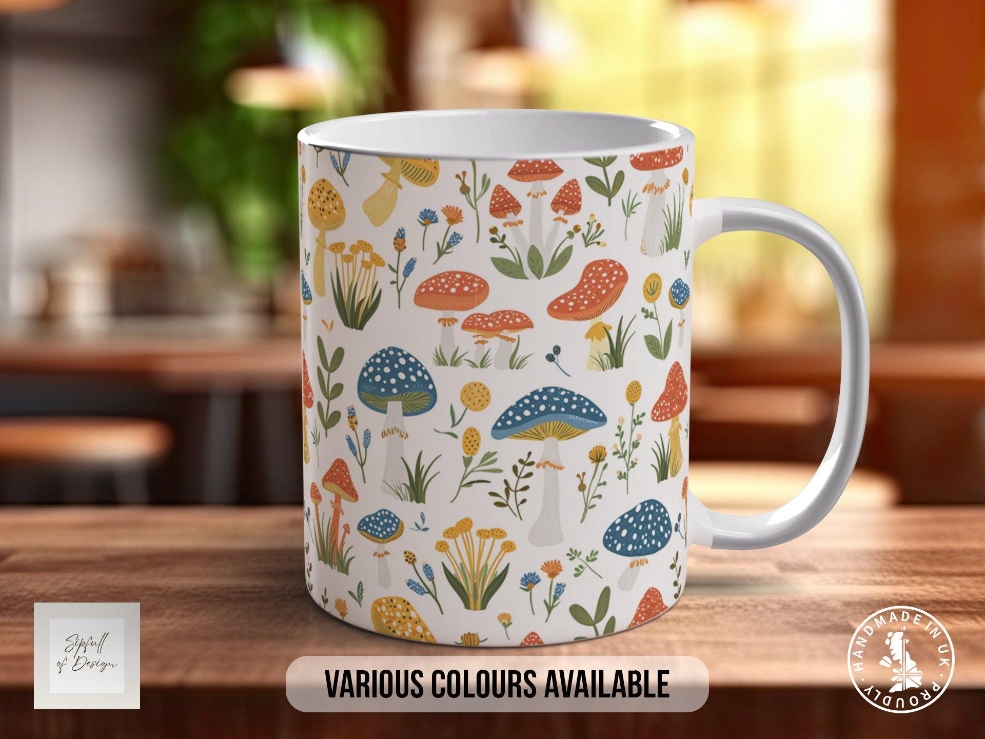 Mushroom Garden Pattern Full Wrap Coloured Art Mug - Design 12 - Sipfull of Design