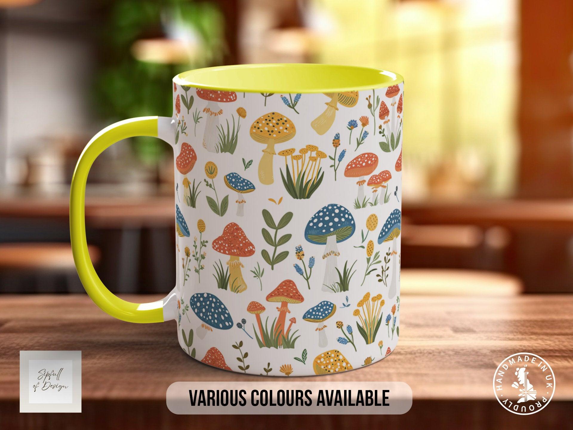 Mushroom Garden Pattern Full Wrap Coloured Art Mug - Design 12 - Sipfull of Design