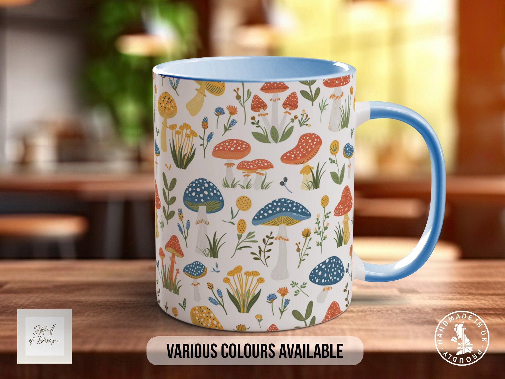 Mushroom Garden Pattern Full Wrap Coloured Art Mug - Design 12 - Sipfull of Design