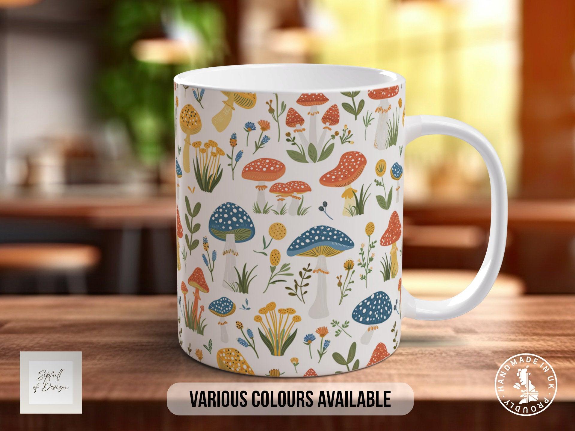 Mushroom Garden Pattern Full Wrap Coloured Art Mug - Design 12 - Sipfull of Design