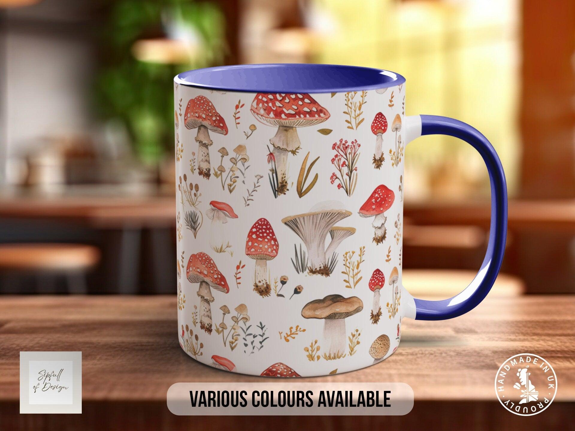Mushroom Garden Pattern Full Wrap Coloured Art Mug - Design 13 - Sipfull of Design