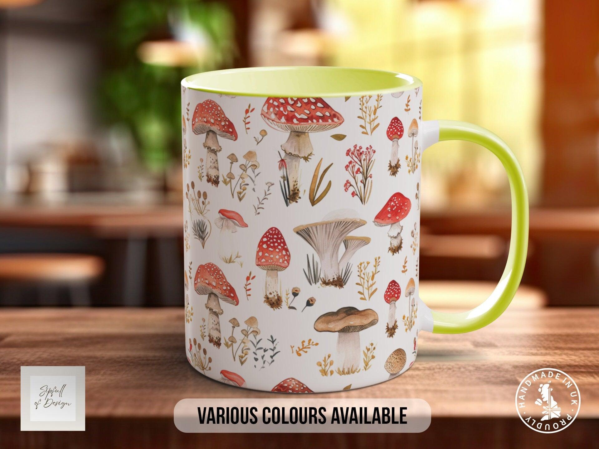 Mushroom Garden Pattern Full Wrap Coloured Art Mug - Design 13 - Sipfull of Design