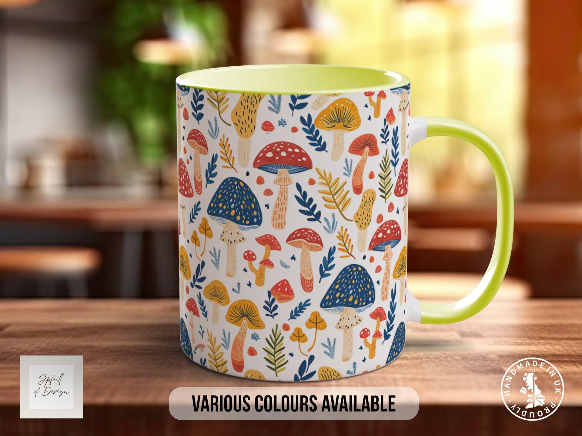 Mushroom Garden Pattern Full Wrap Coloured Art Mug - Design 14 - Sipfull of Design