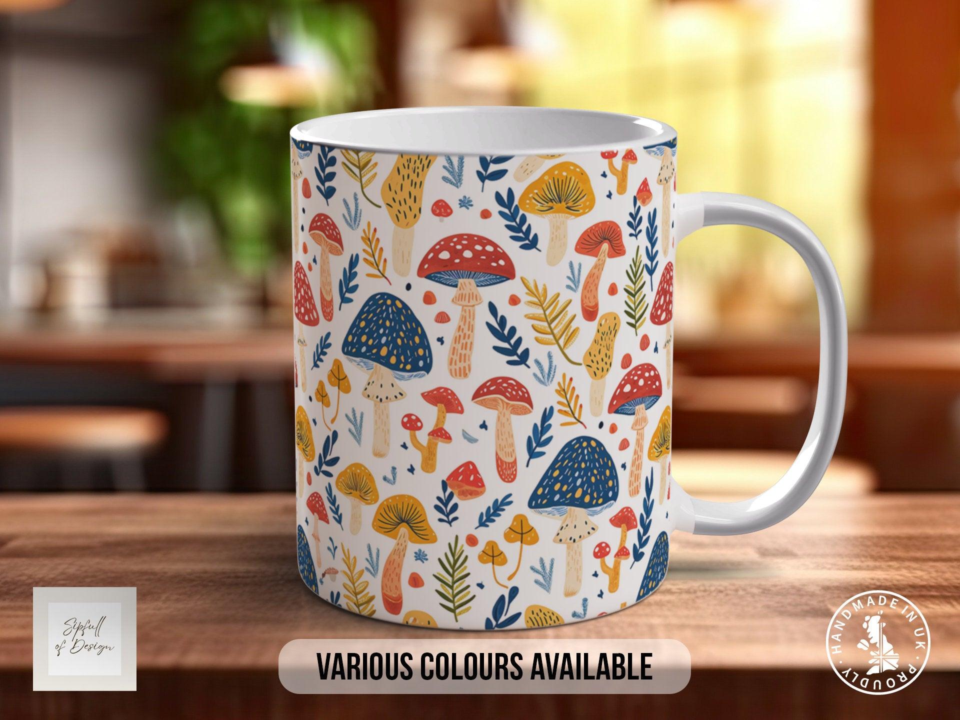 Mushroom Garden Pattern Full Wrap Coloured Art Mug - Design 14 - Sipfull of Design