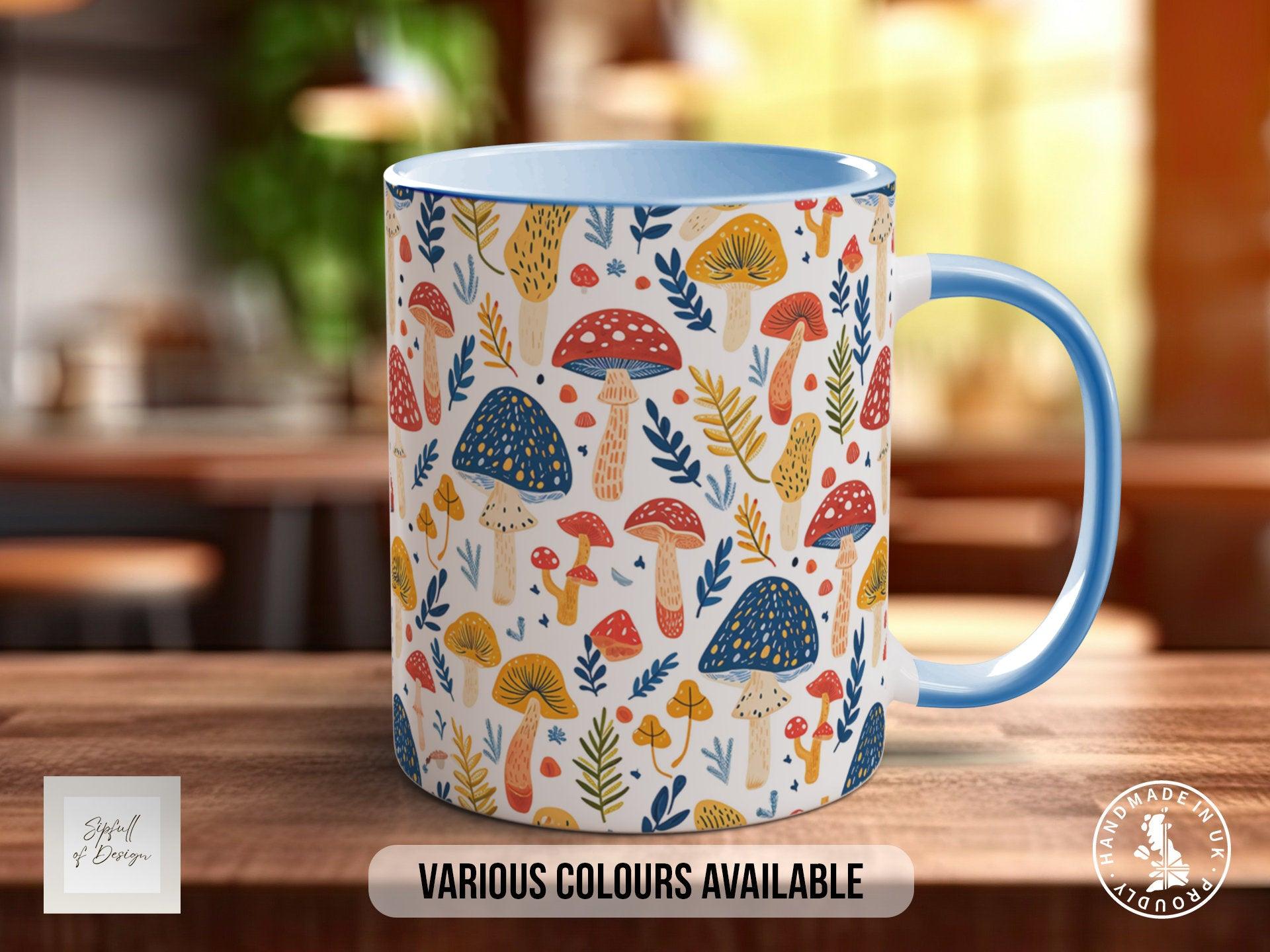 Mushroom Garden Pattern Full Wrap Coloured Art Mug - Design 14 - Sipfull of Design