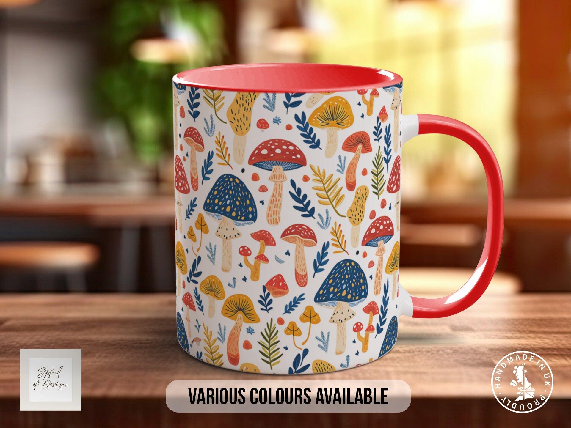 Mushroom Garden Pattern Full Wrap Coloured Art Mug - Design 14 - Sipfull of Design